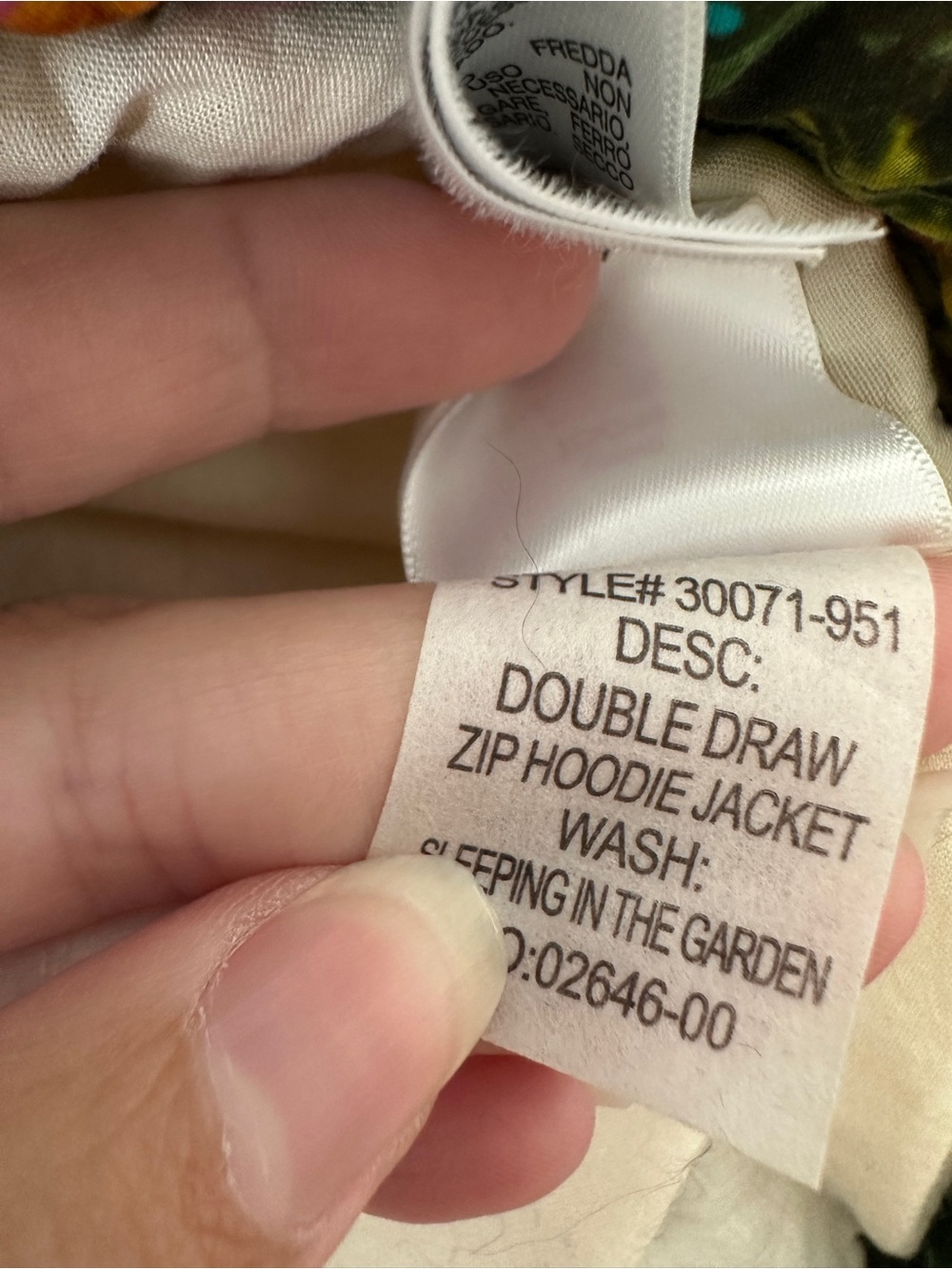 Mother Double Draw Zip Hoodie Jacket In Sleeping In The Garden Small - Picture 7 of 8